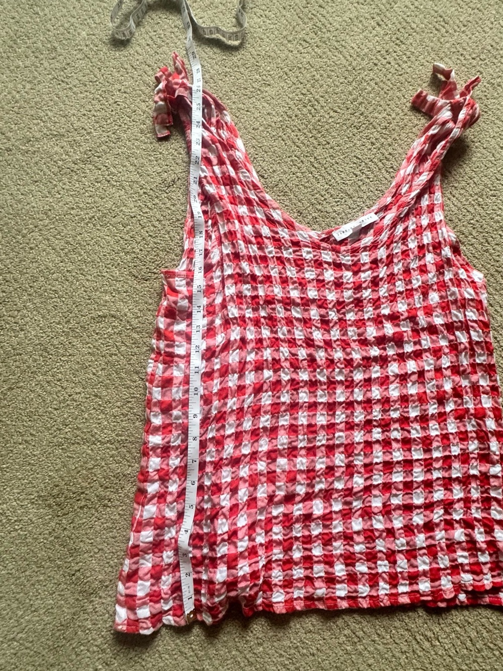 Jane and Delancey Red and White Checkered Sleeveless Blouse